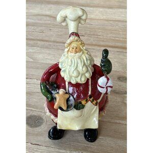 Cutest Baking Santa Resin Figurine With Tray of Cookies & Peppermint 8.5"